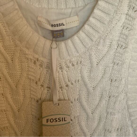 NWT Fossil Brand - Ivory Sweater Dress Cotton Angora w/ Lining - Size XS - Picture 2 of 14